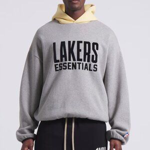 Fear of God x Los Angeles Lakers Essentials Unisex Hoodie in Grey Size L NWT